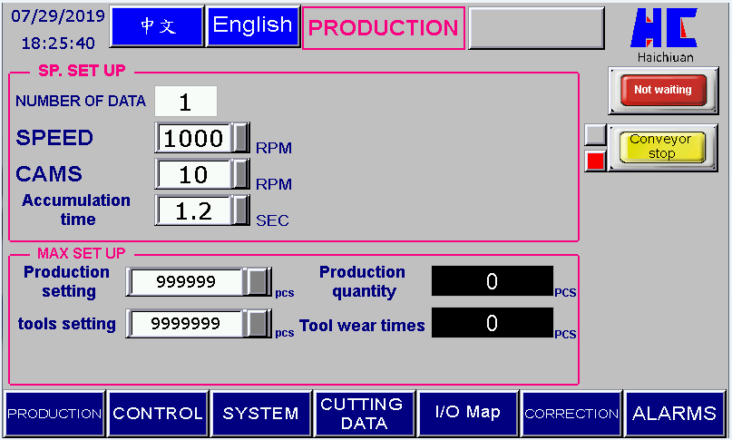 10.1” HMI Control of Bolt chamfer machine